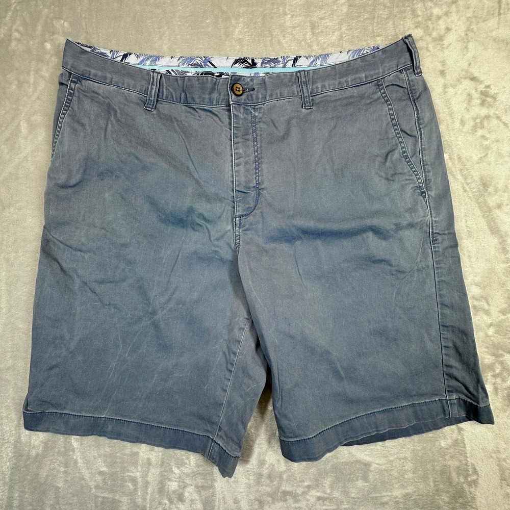 Tommy‎ Bahama Men 38 Blue Cotton Blend Flat Front Chino Shorts Excellent